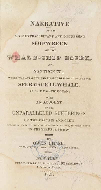 Title page of book by survivor Owen Chase on the story of the Essex - Digital Public Library of America
