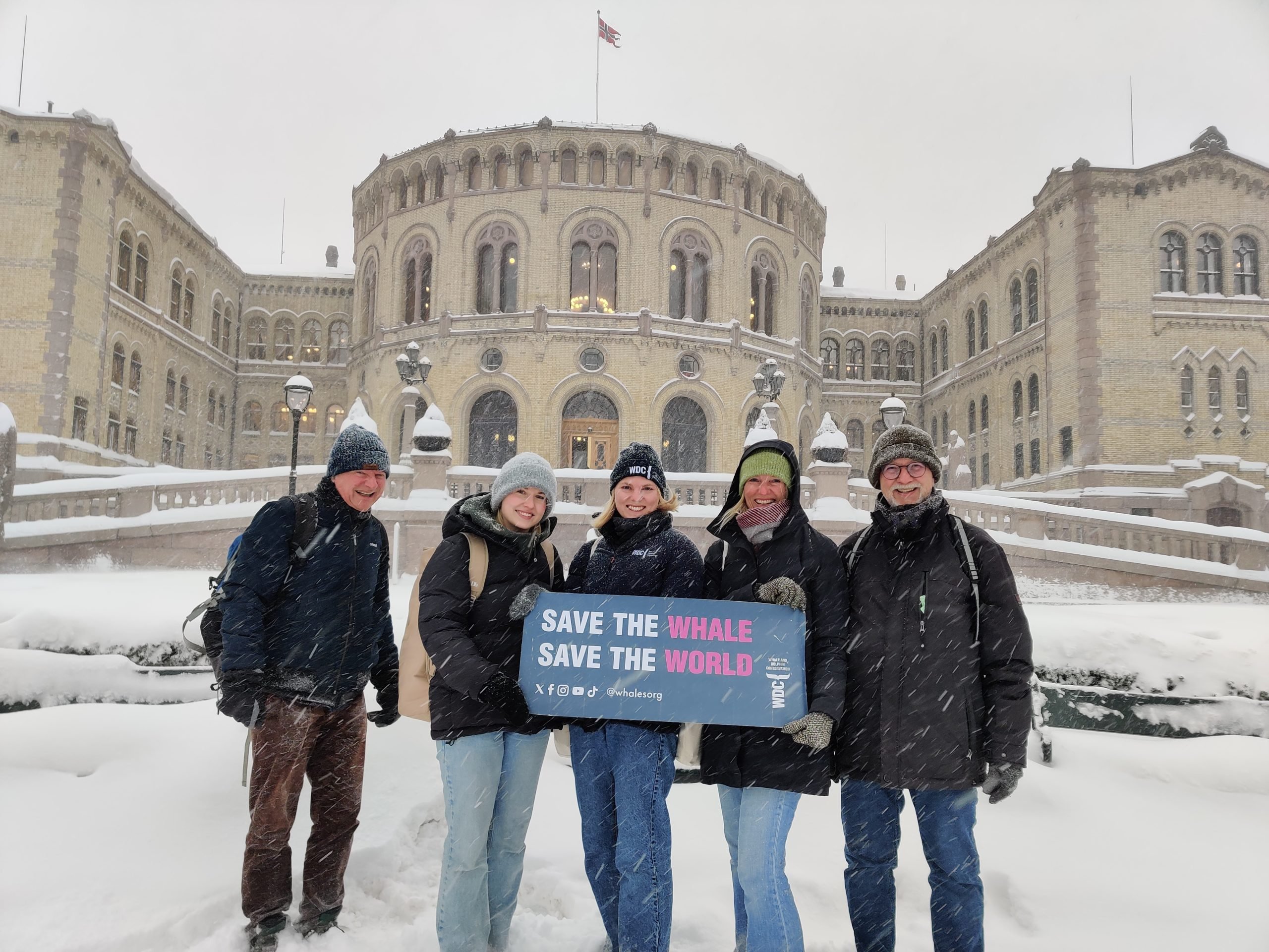 Lottie with activists outside parliament in Oslo