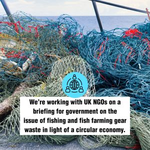 We’re working with UK NGOs on a briefing for government on the issue of fishing and fish farming gear waste in light of a circular economy.